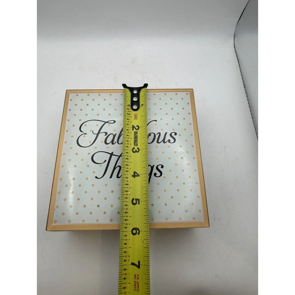 Fabulous Things Glass Trinket Box Gold Polka Dot Decorative Keepsake Jewelry Box